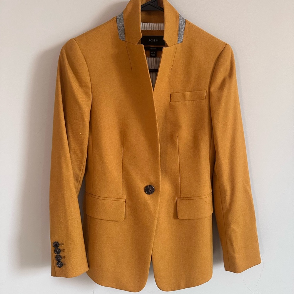 Brand New J. Crew Yellow Blazer Structured Shoulders Notched Lapels, OOP